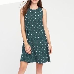 Polka-dot Green and Cream Swing Dress Old Navy